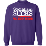 Socialism Sucks and Biden Blows Funny Crewneck Pullover Sweatshirt