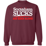 Socialism Sucks and Biden Blows Funny Crewneck Pullover Sweatshirt