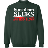 Socialism Sucks and Biden Blows Funny Crewneck Pullover Sweatshirt