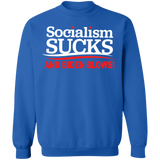 Socialism Sucks and Biden Blows Funny Crewneck Pullover Sweatshirt