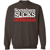 Socialism Sucks and Biden Blows Funny Crewneck Pullover Sweatshirt