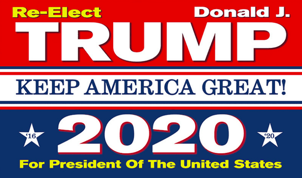 Trump 2020 Re-Election Patriotic House Flag [Red + Blue]